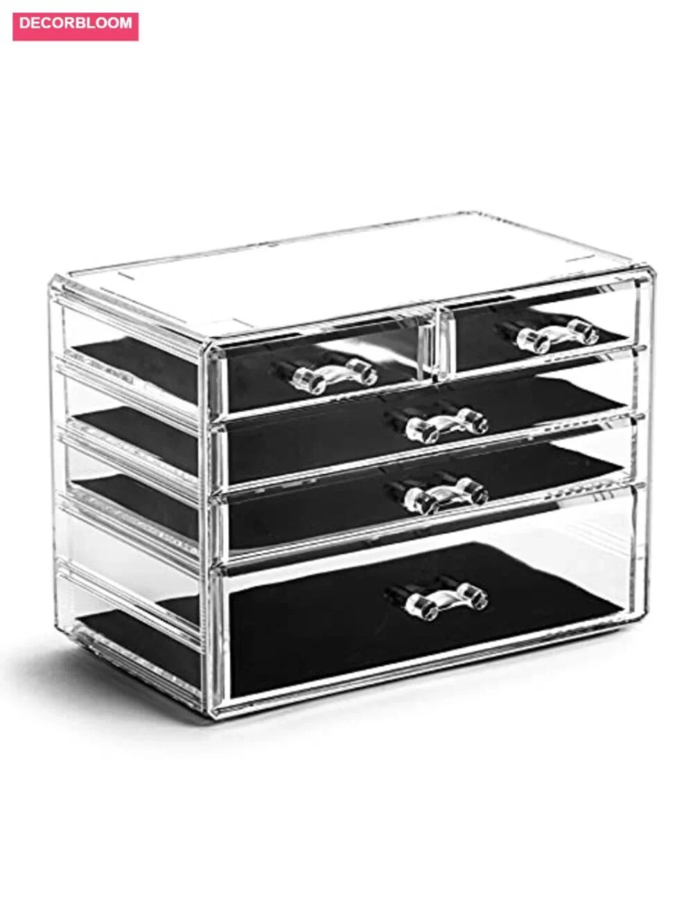 Acrylic Makeup Drawer Organizer - 5 Drawer Crystal Clear Cosmetic Storage